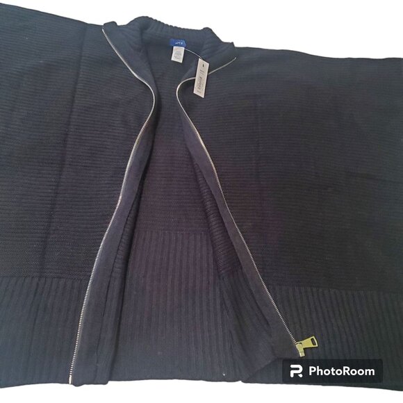 Apt. 9 Black Acrylic Poncho Cape With Zipper Front womens one size new - Picture 7 of 10
